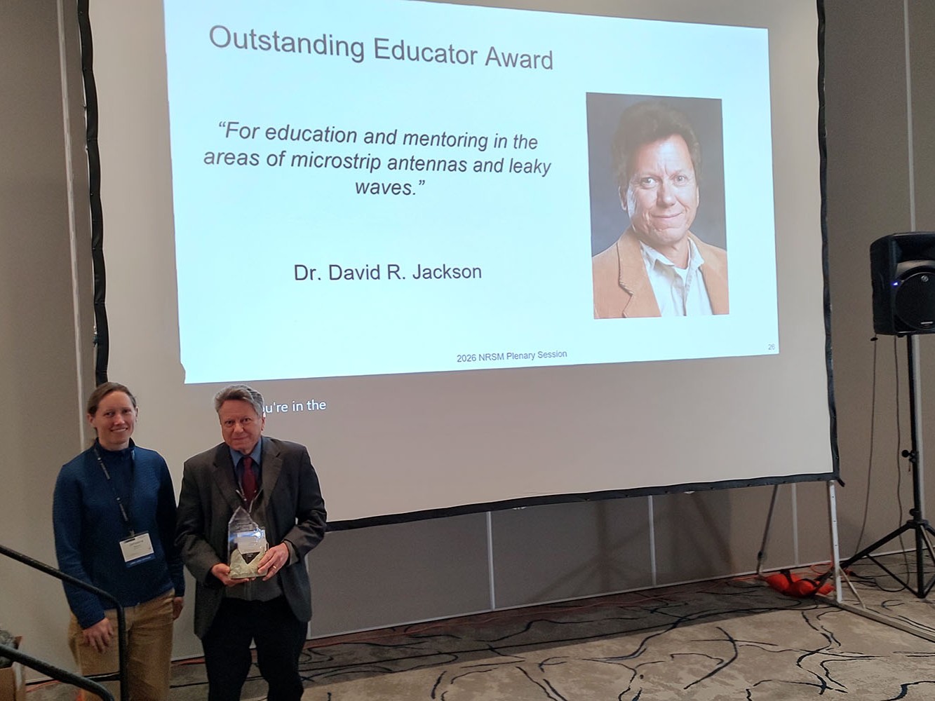 Dr. David Jackson receives the 2026 USNC-URSI Outstanding Educator Award.
